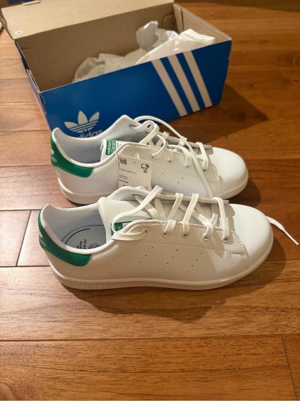 Adidas Stan Smith C Kids White Green Sneakers Size 2.5 NWT